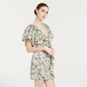 cinq a sept EVANS FLORAL RUFFLE NECK MINI DRESS sz 0
